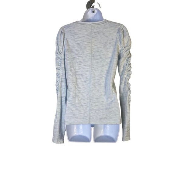 Free People Woman’s Natasha‎ Tee Ruched Longsleeve Light Denim Blue SZ XS - Picture 5 of 9